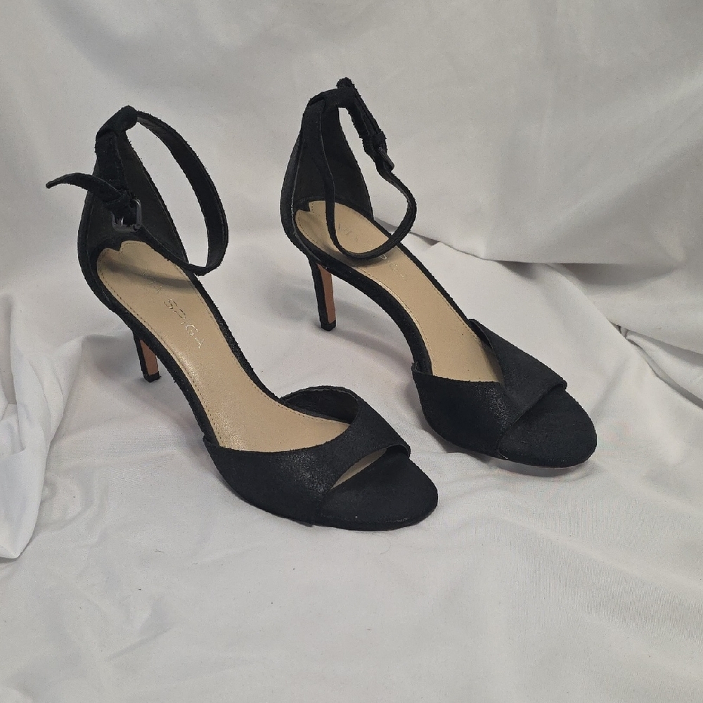 Via Spiga Black Ankle Strap Heels